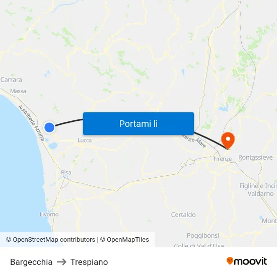 Bargecchia to Trespiano map