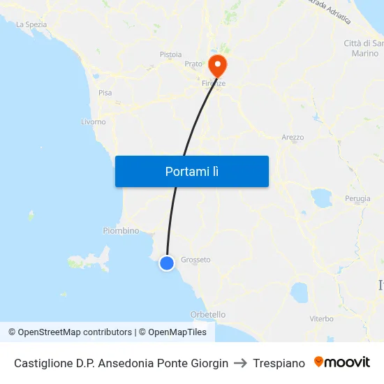 Castiglione D.P. Ansedonia Ponte Giorgin to Trespiano map