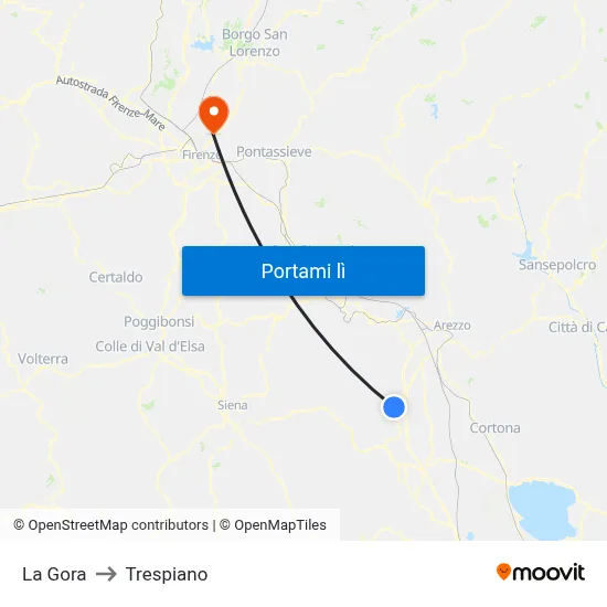 La Gora to Trespiano map
