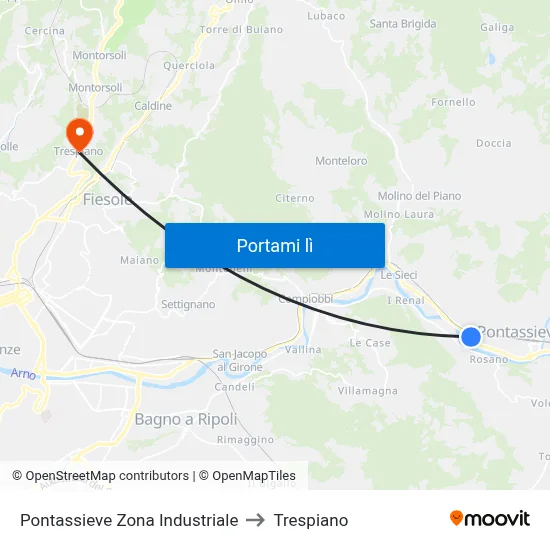 Pontassieve Zona Industriale to Trespiano map