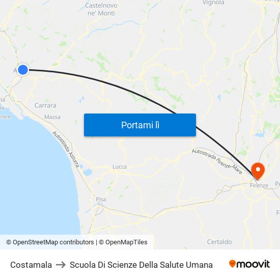 Costamala to Scuola Di Scienze Della Salute Umana map