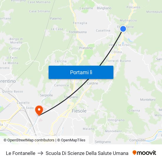 Le Fontanelle to Scuola Di Scienze Della Salute Umana map