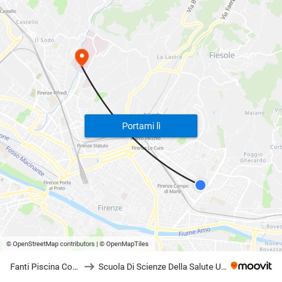 Fanti  Piscina Costoli to Scuola Di Scienze Della Salute Umana map