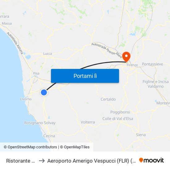 Ristorante Girasole to Aeroporto Amerigo Vespucci (FLR) (Aeroporto Peretola) map