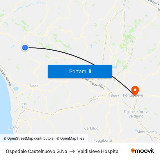 Ospedale Castelnuovo G.Na to Valdisieve Hospital map