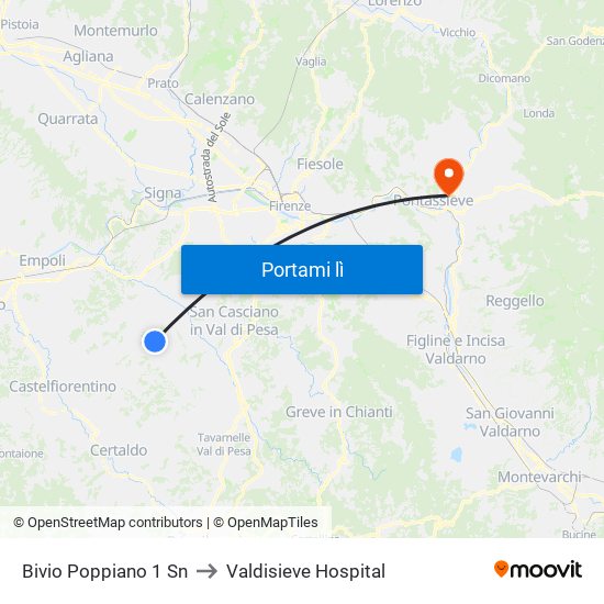 Bivio Poppiano 1                 Sn to Valdisieve Hospital map