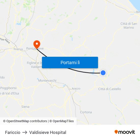 Fariccio to Valdisieve Hospital map