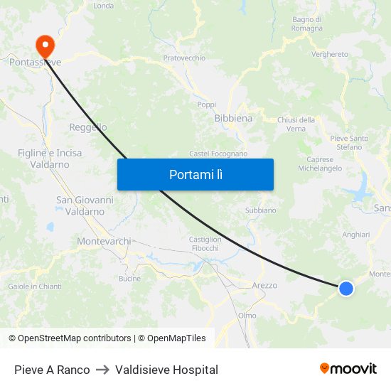 Pieve A Ranco to Valdisieve Hospital map