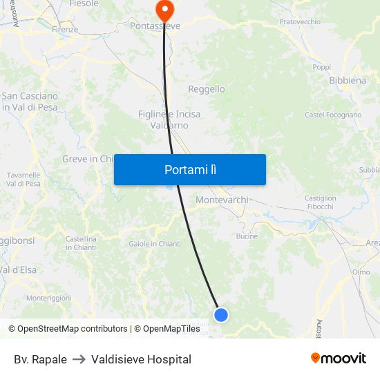 Bv. Rapale to Valdisieve Hospital map
