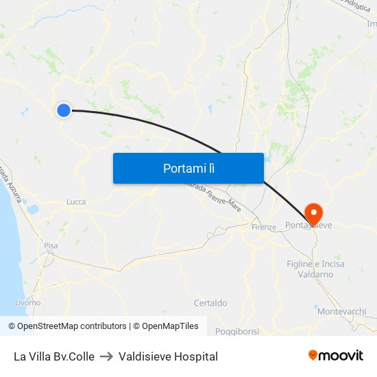 La Villa Bv.Colle to Valdisieve Hospital map