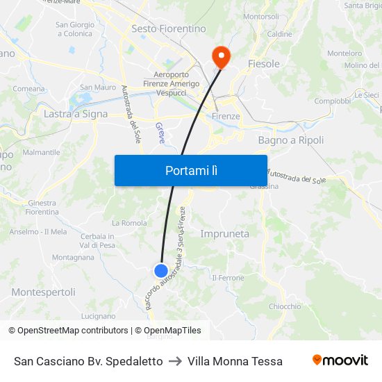 San Casciano Bv. Spedaletto to Villa Monna Tessa map