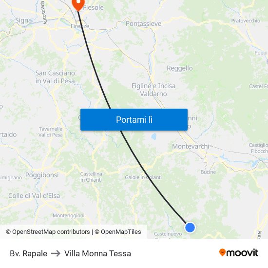 Bv. Rapale to Villa Monna Tessa map