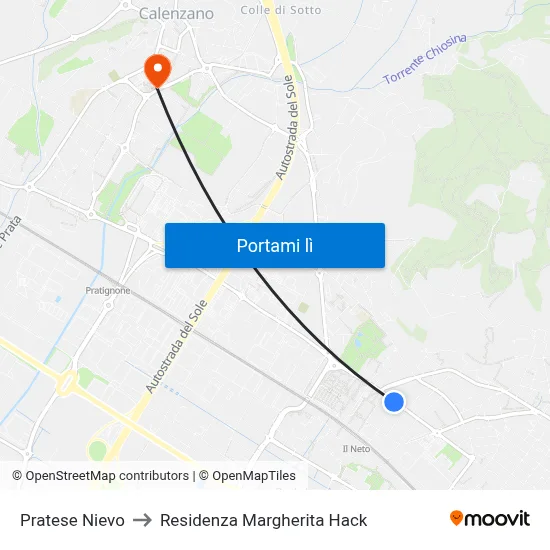 Pratese Nievo to Residenza Margherita Hack map