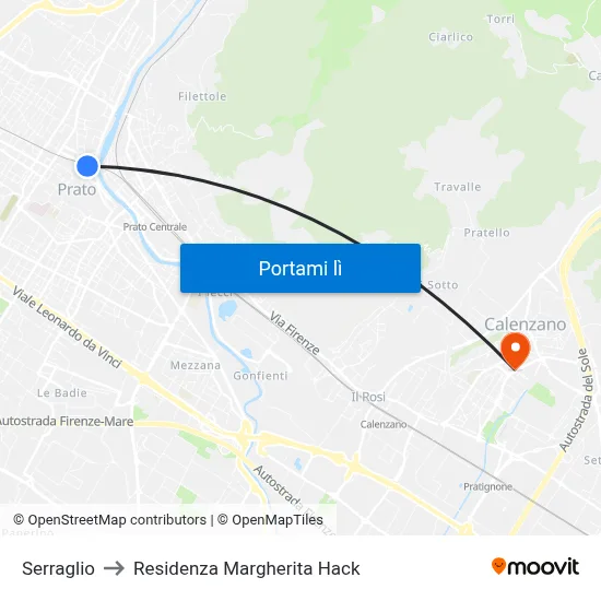 Serraglio to Residenza Margherita Hack map