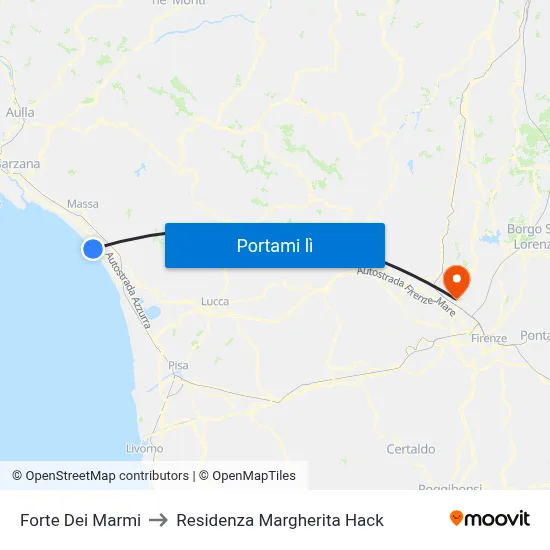 Forte Dei Marmi to Residenza Margherita Hack map