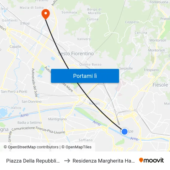Piazza Della Repubblica to Residenza Margherita Hack map