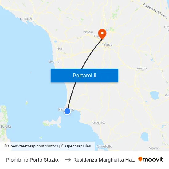 Piombino Porto Stazione to Residenza Margherita Hack map