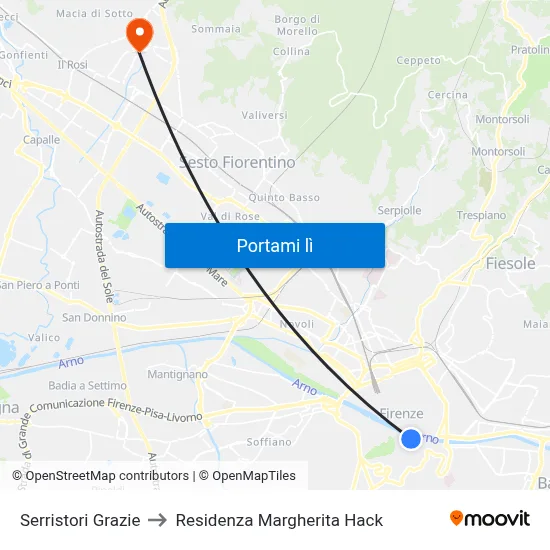 Serristori Grazie to Residenza Margherita Hack map