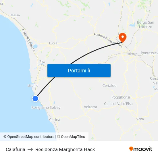 Calafuria to Residenza Margherita Hack map