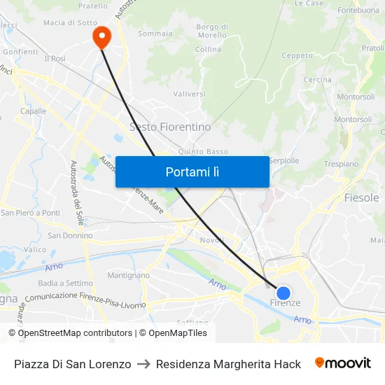 Piazza Di San Lorenzo to Residenza Margherita Hack map