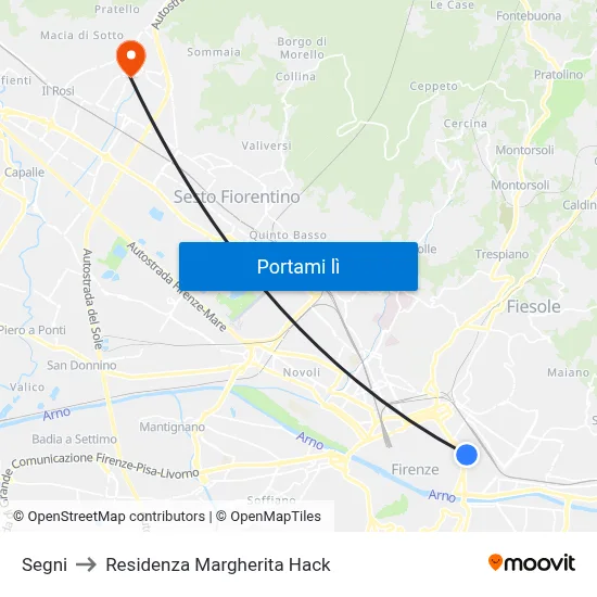 Segni to Residenza Margherita Hack map
