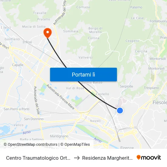 Centro Traumatologico Ortopedico to Residenza Margherita Hack map