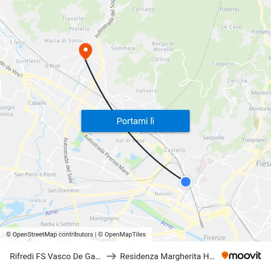 Rifredi FS Vasco De Gama to Residenza Margherita Hack map