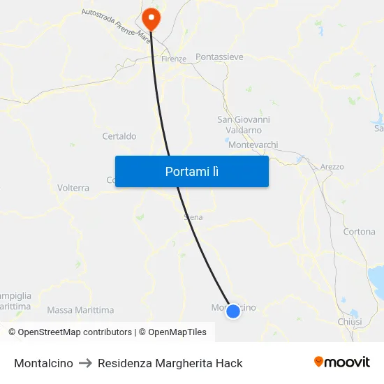 Montalcino to Residenza Margherita Hack map