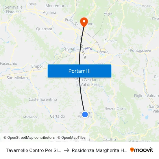Tavarnelle Centro Per Siena to Residenza Margherita Hack map