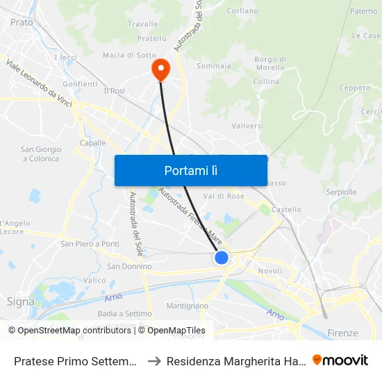 Pratese Primo Settembre to Residenza Margherita Hack map
