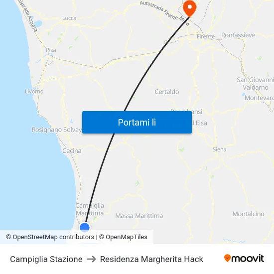 Campiglia Stazione to Residenza Margherita Hack map