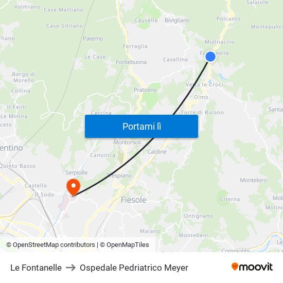 Le Fontanelle to Ospedale Pedriatrico Meyer map