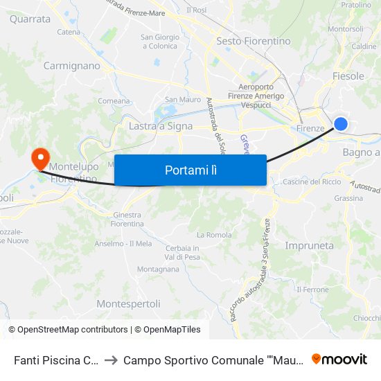 Fanti  Piscina Costoli to Campo Sportivo Comunale ""Mauro Cecchi"" map