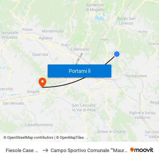 Fiesole Case Nuove to Campo Sportivo Comunale ""Mauro Cecchi"" map