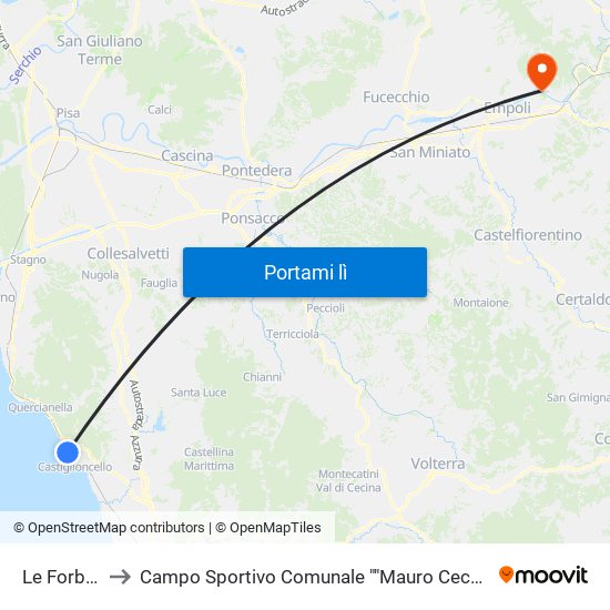 Le Forbici to Campo Sportivo Comunale ""Mauro Cecchi"" map