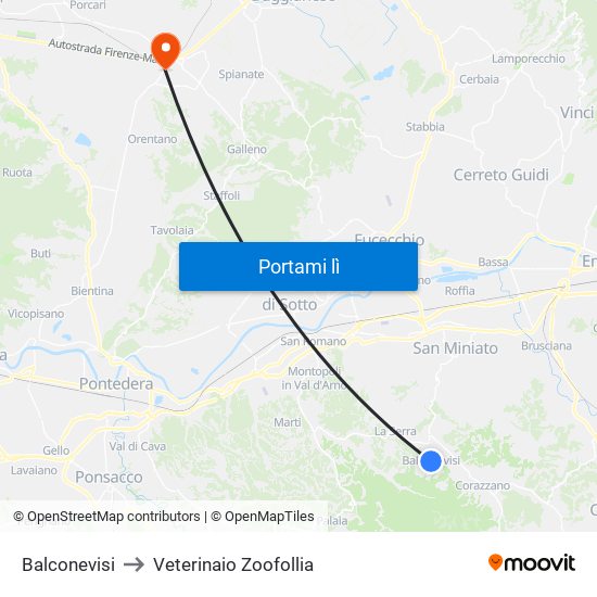 Balconevisi to Veterinaio Zoofollia map