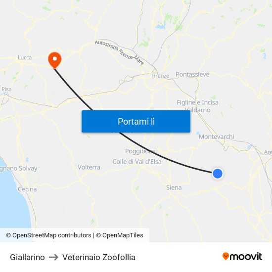 Giallarino to Veterinaio Zoofollia map