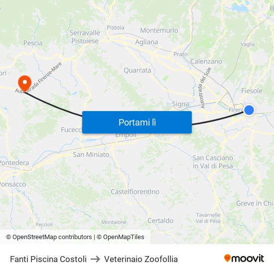 Fanti  Piscina Costoli to Veterinaio Zoofollia map