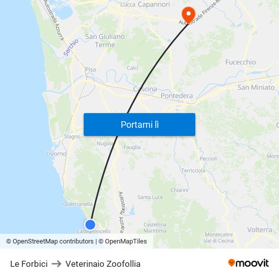 Le Forbici to Veterinaio Zoofollia map