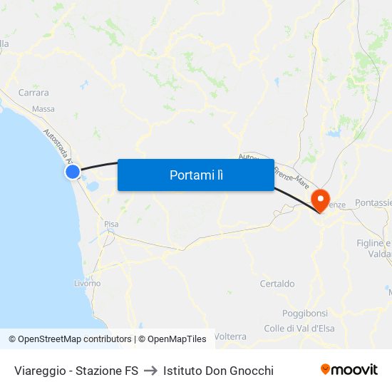 Viareggio Stazione FS to Istituto Don Gnocchi map