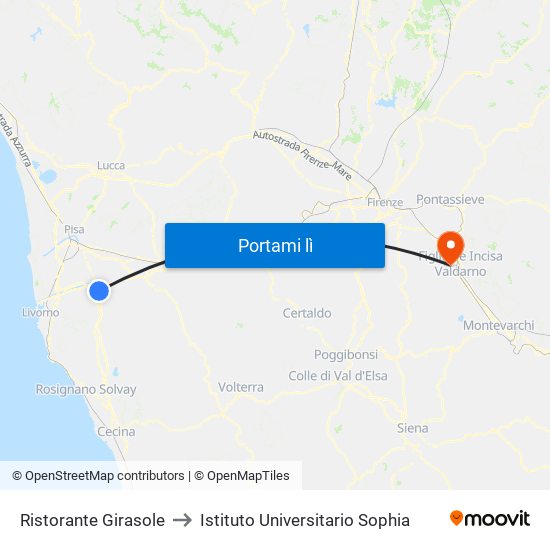 Ristorante Girasole to Istituto Universitario Sophia map