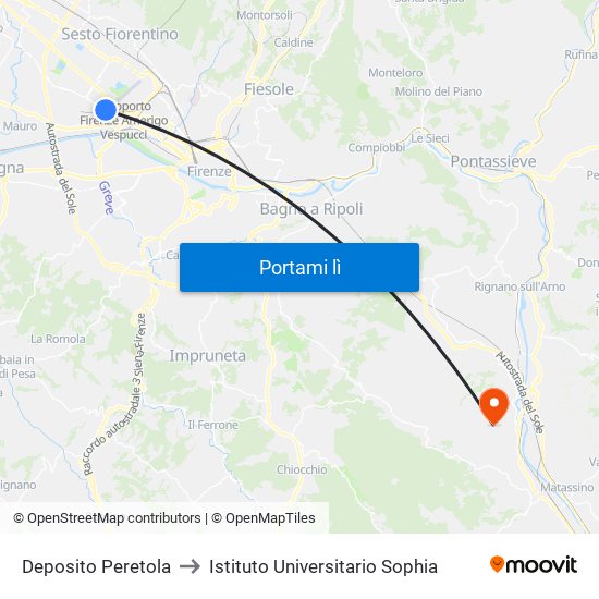 Deposito Peretola to Istituto Universitario Sophia map