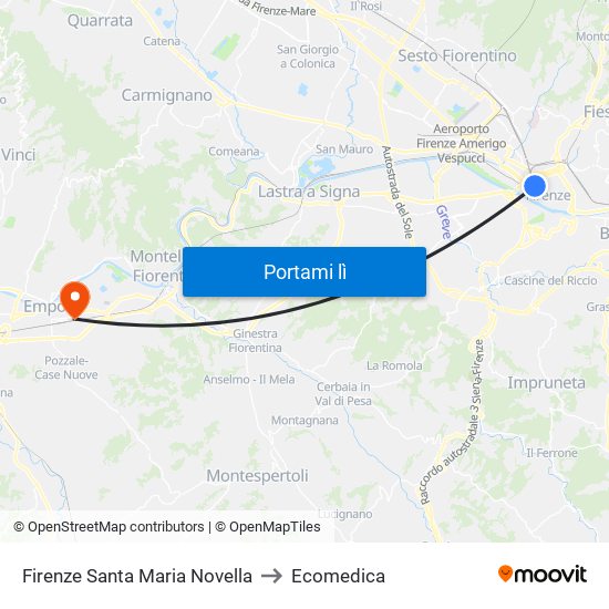 Firenze Santa Maria Novella to Ecomedica map