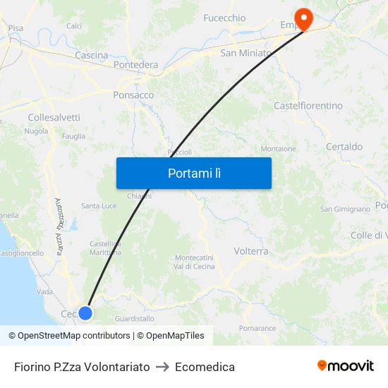 Fiorino P.Zza Volontariato to Ecomedica map