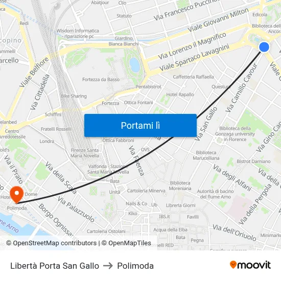 Libertà Porta San Gallo to Polimoda map
