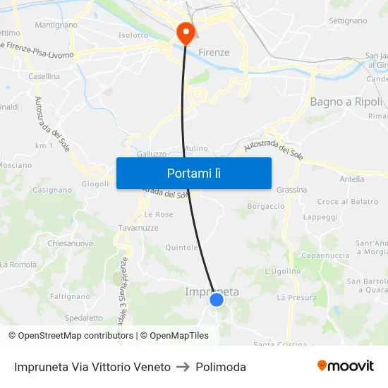 Impruneta Via Vittorio Veneto to Polimoda map