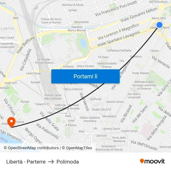 Libertà - Parterre to Polimoda map