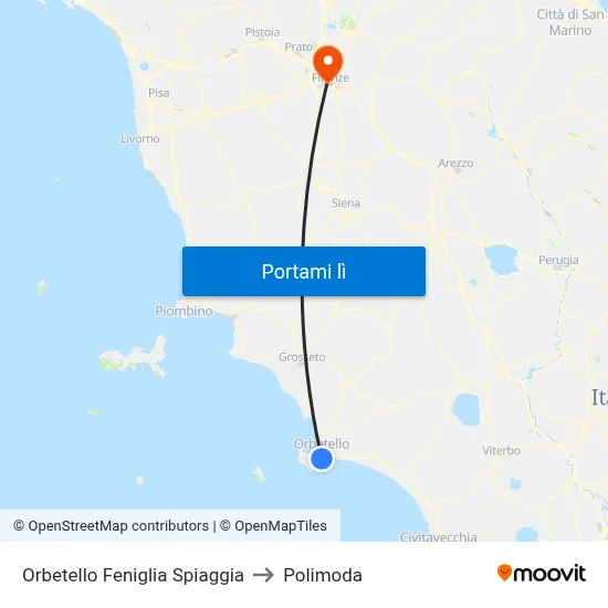 Orbetello Feniglia Spiaggia to Polimoda map