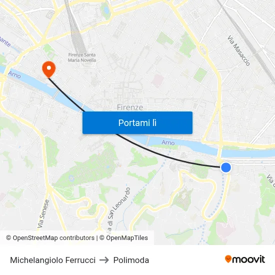 Michelangiolo Ferrucci to Polimoda map
