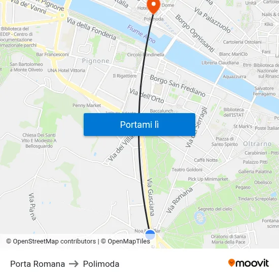 Porta Romana to Polimoda map